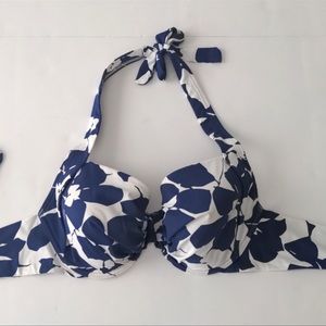 Tommy Bahama Underwire Bikini Swim Top Blue Floral Tropical 36DD